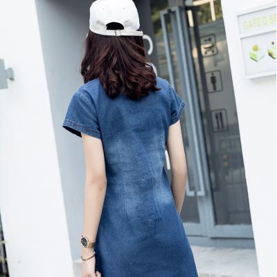 ĐẦM JEAN DÁNG SUÔNG CỔ TRỤ TÚI XÉO - J.19